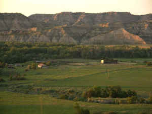 View of the ranch buildings