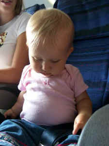 We had an extra seat, so Abby got her own for a bit (flight from STL to MSP)