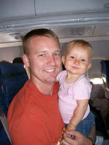 Daddy and Abby on our first Flight from STL to MSP